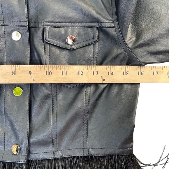 Lolitas&Lolos Black Cropped Leatherette Jacket S Feathers Snap Button Cute Goth - Picture 14 of 16